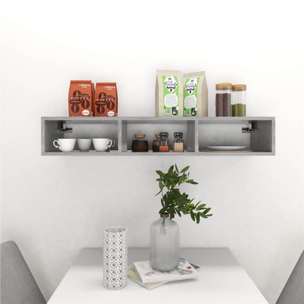 Wall Shelf Concrete Grey 102x30x17 cm Chipboard