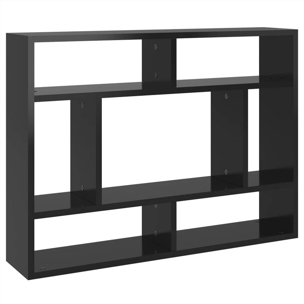 Wall Shelf High Gloss Black 75x16x55 cm Chipboard
