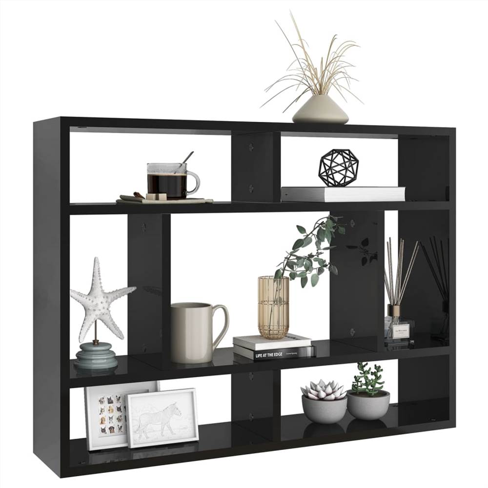 Wall Shelf High Gloss Black 75x16x55 cm Chipboard