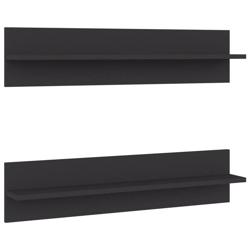 Wall Shelves 2 pcs Grey 80x11.5x18 cm Chipboard