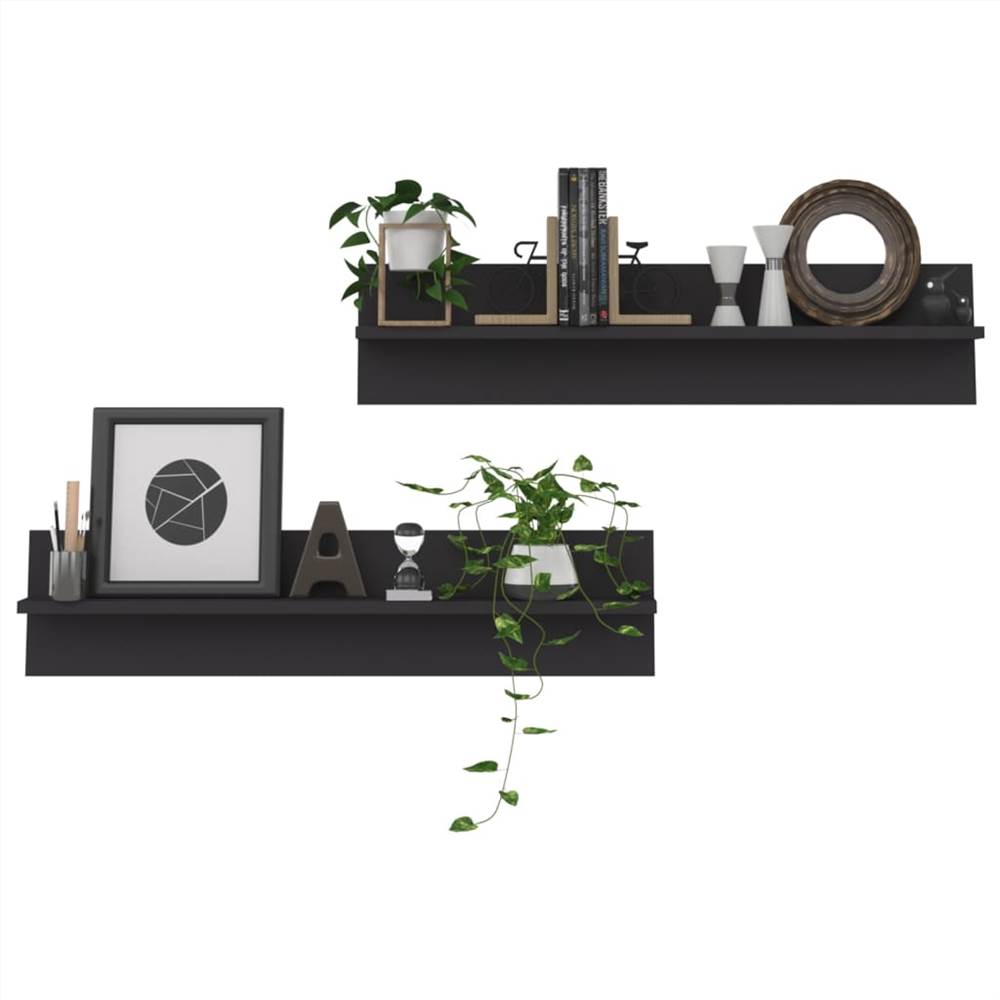 Wall Shelves 2 pcs Grey 80x11.5x18 cm Chipboard