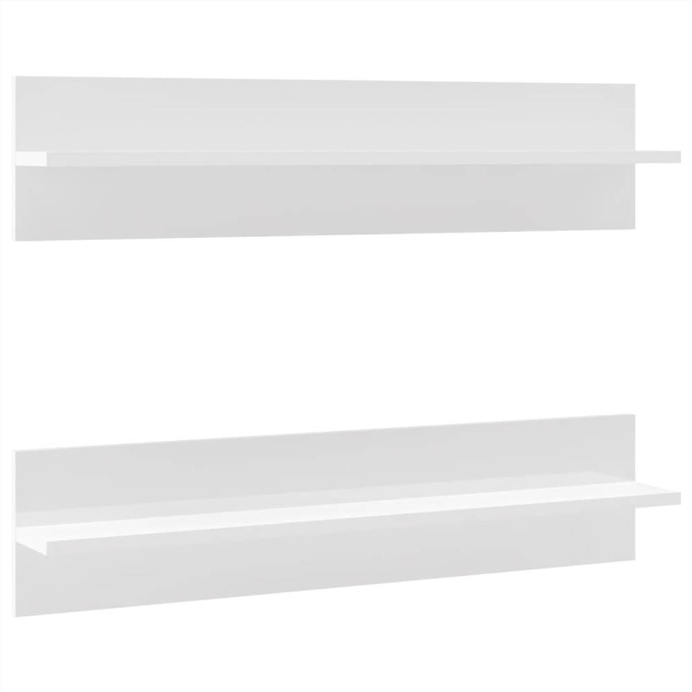 Wall Shelves 2 pcs High Gloss White 80x11.5x18 cm Chipboard