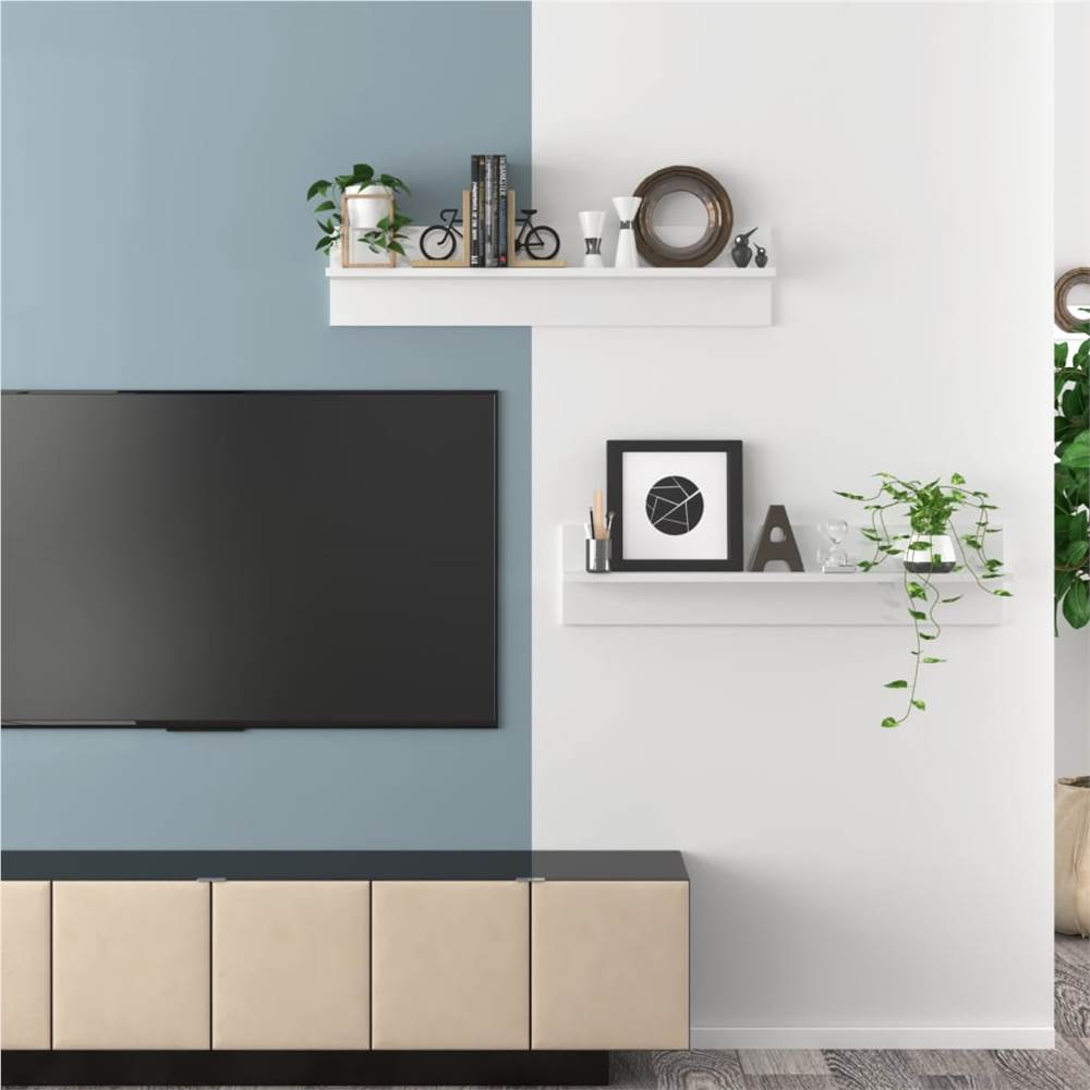 Wall Shelves 2 pcs High Gloss White 80x11.5x18 cm Chipboard