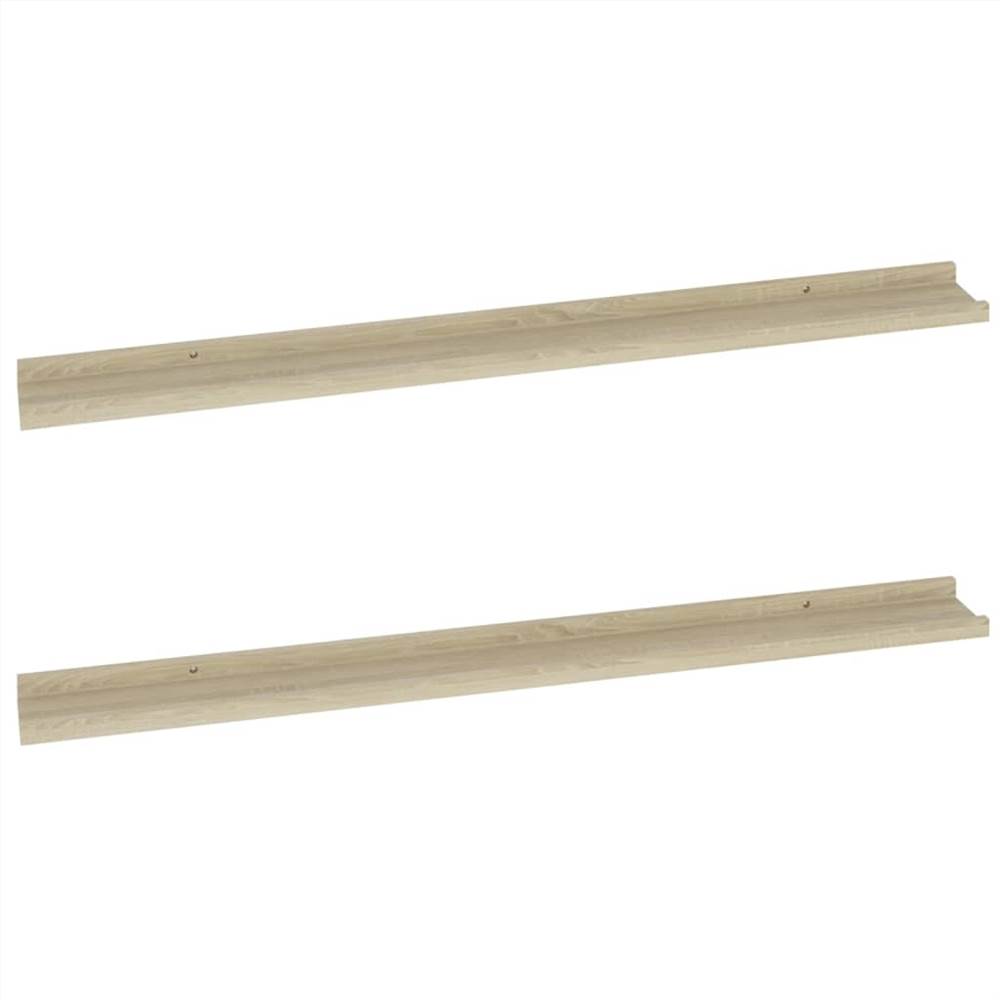 Wall Shelves 2 pcs Sonoma Oak 100x9x3 cm