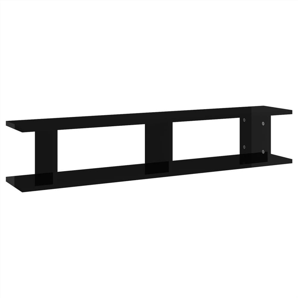 Wall Shelves 2pcs High Gloss Black 105x18x20cm Chipboard