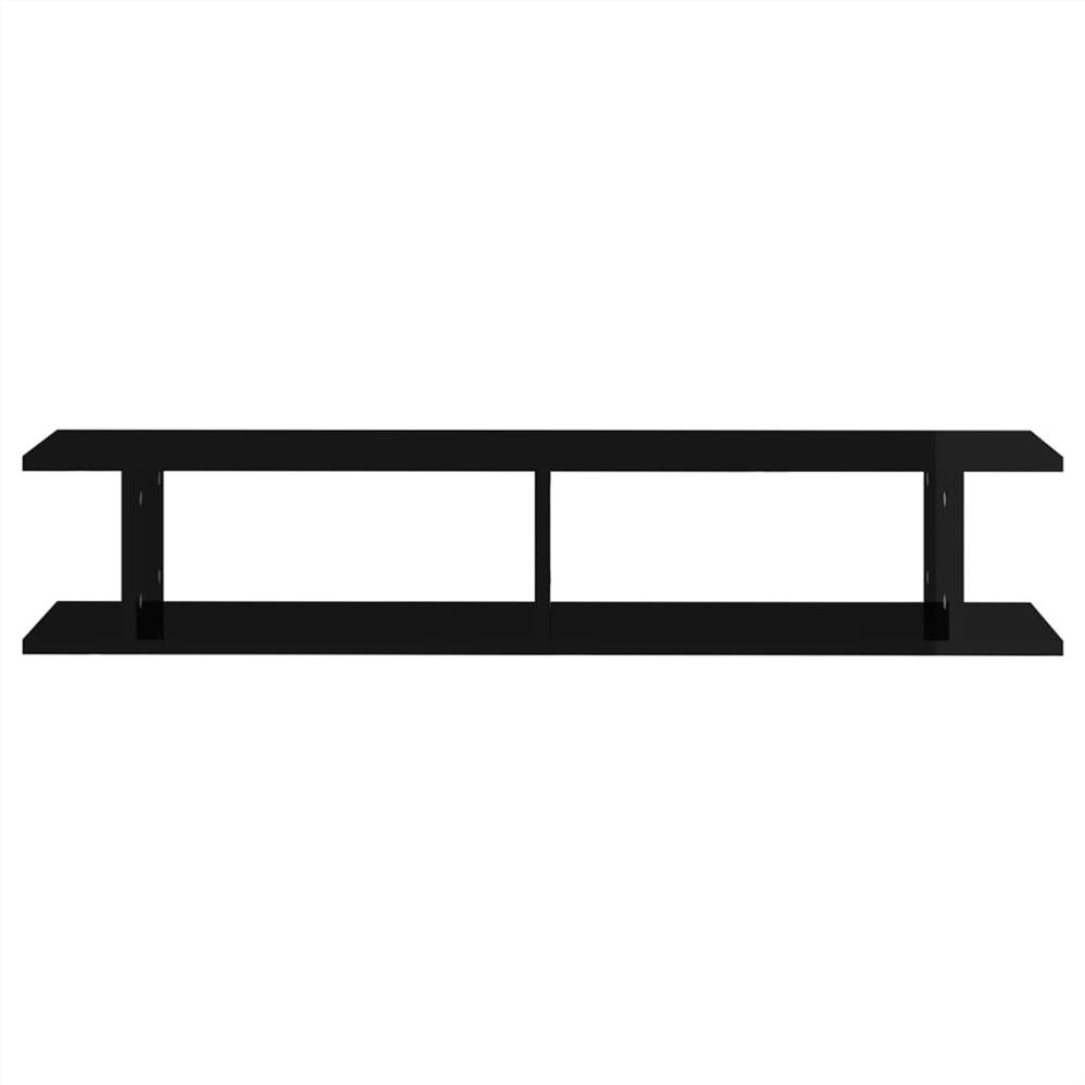 Wall Shelves 2pcs High Gloss Black 105x18x20cm Chipboard