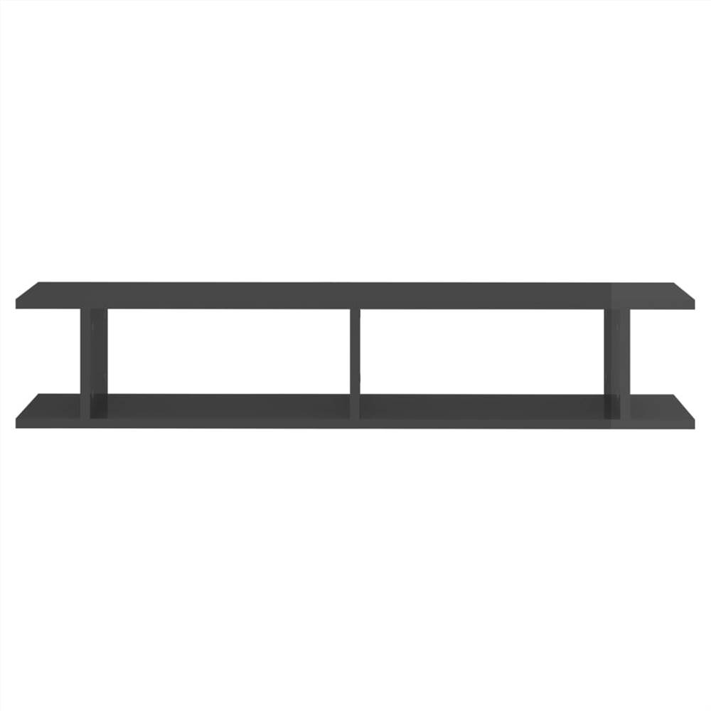 Wall Shelves 2pcs High Gloss Grey 105x18x20cm Chipboard