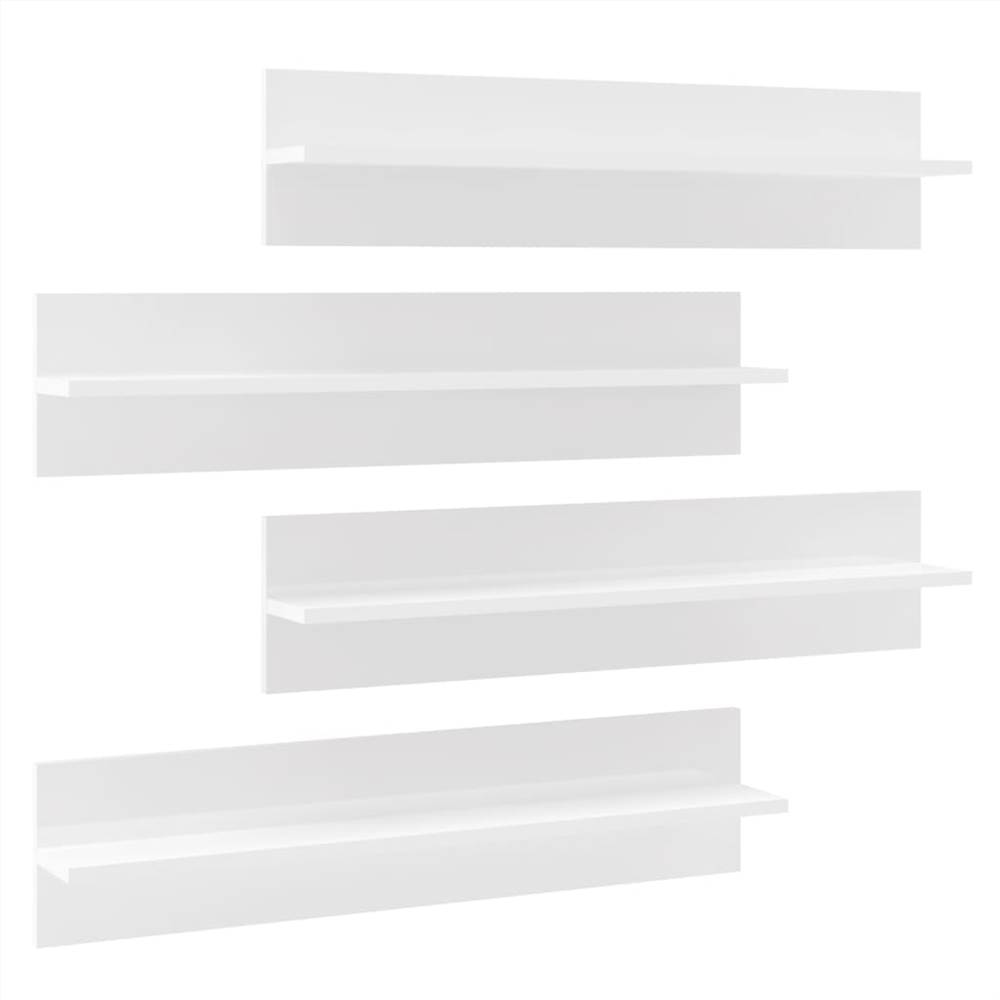 Wall Shelves 4 pcs High Gloss White 80x11.5x18 cm Chipboard