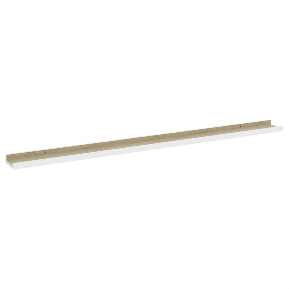 Wall Shelves 4 pcs White and Sonoma Oak 115x9x3 cm