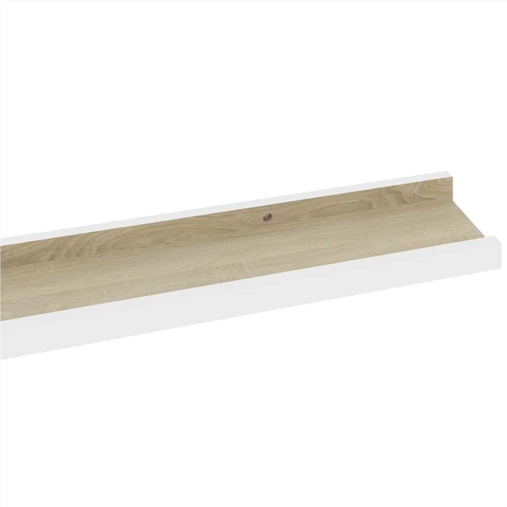 Wall Shelves 4 pcs White and Sonoma Oak 115x9x3 cm