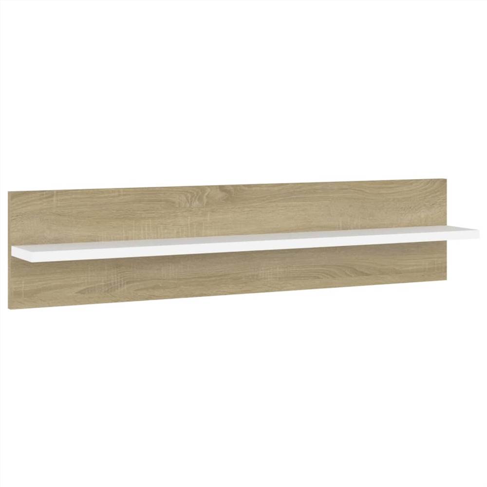 Wall Shelves 4 pcs White and Sonoma Oak 80x11.5x18 cm Chipboard