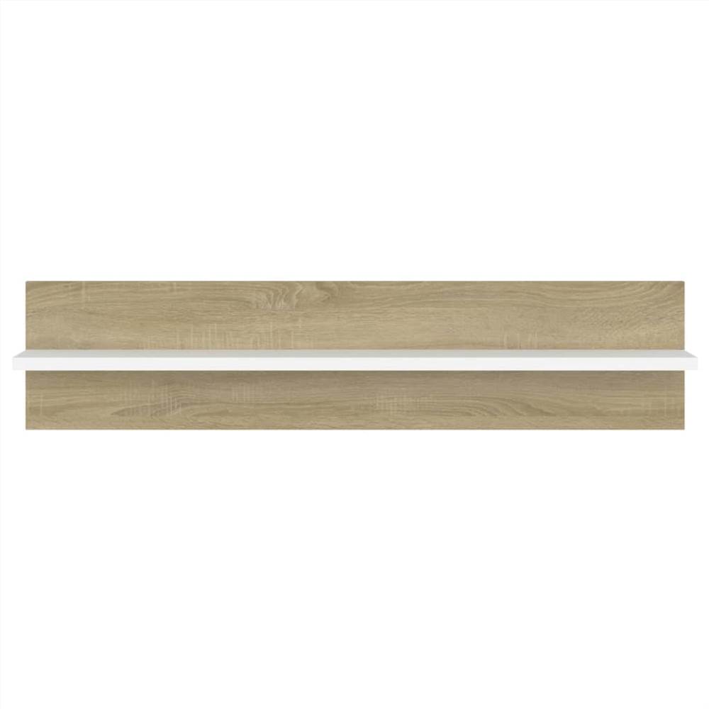 Wall Shelves 4 pcs White and Sonoma Oak 80x11.5x18 cm Chipboard