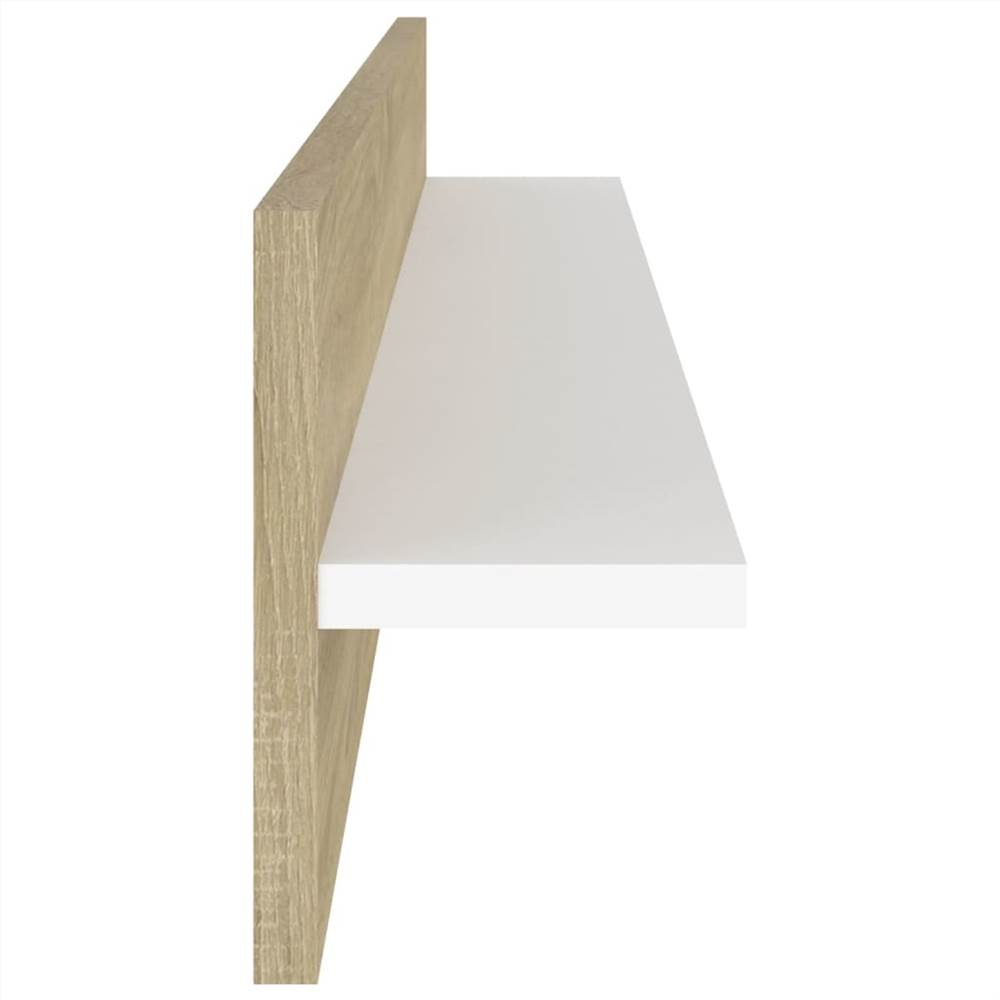 Wall Shelves 4 pcs White and Sonoma Oak 80x11.5x18 cm Chipboard