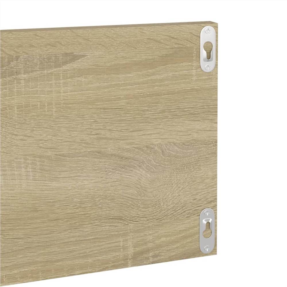 Wall Shelves 4 pcs White and Sonoma Oak 80x11.5x18 cm Chipboard