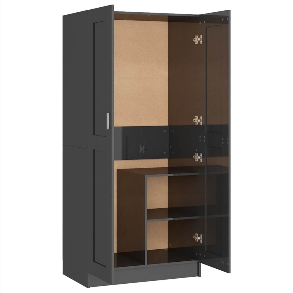 Wardrobe High Gloss Grey 82.5x51.5x180 cm Chipboard
