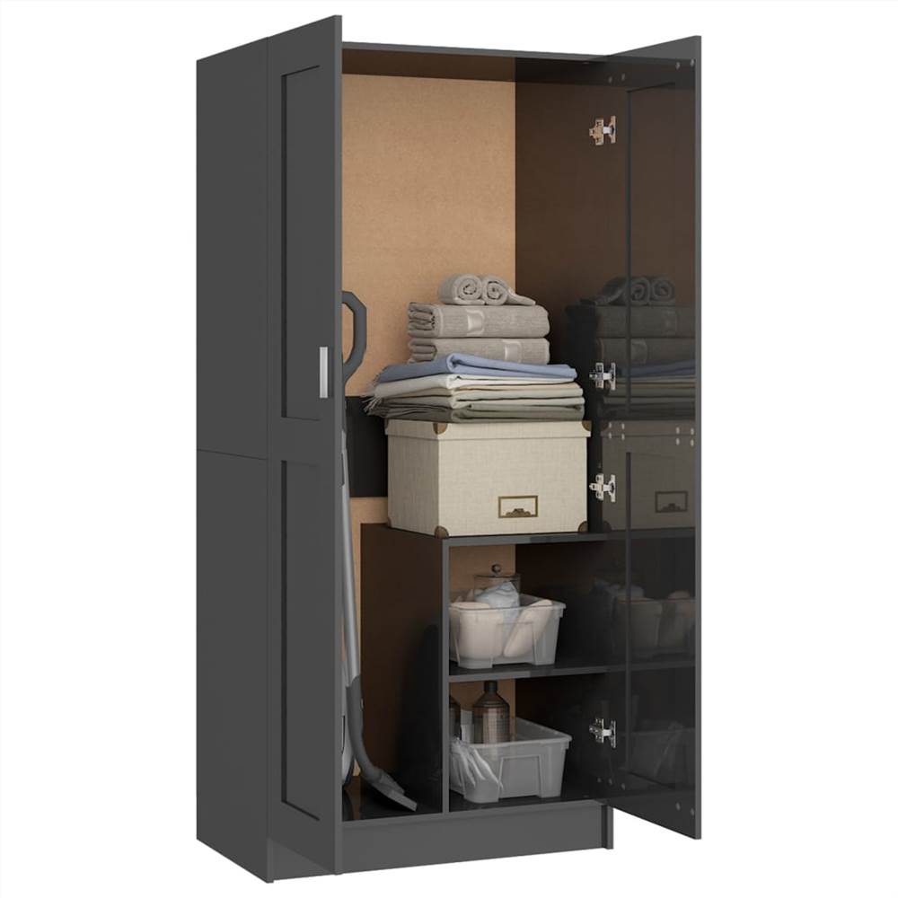 Wardrobe High Gloss Grey 82.5x51.5x180 cm Chipboard