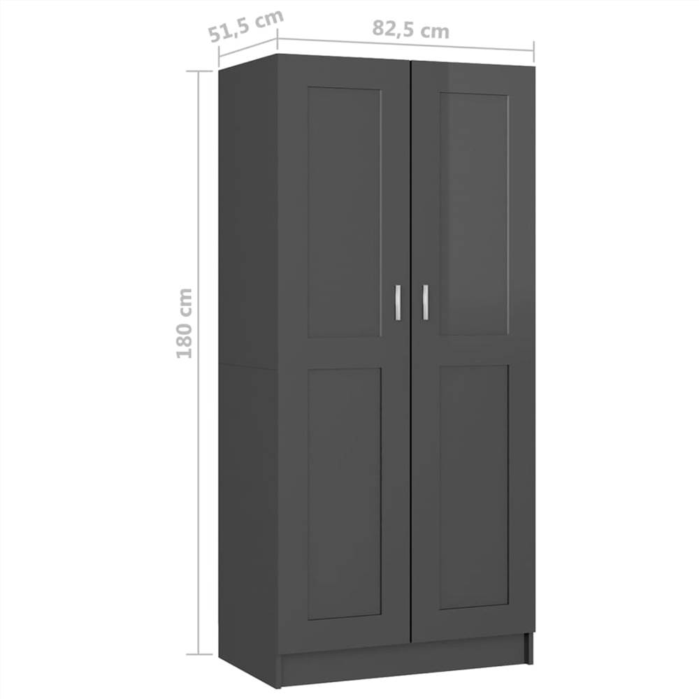Wardrobe High Gloss Grey 82.5x51.5x180 cm Chipboard