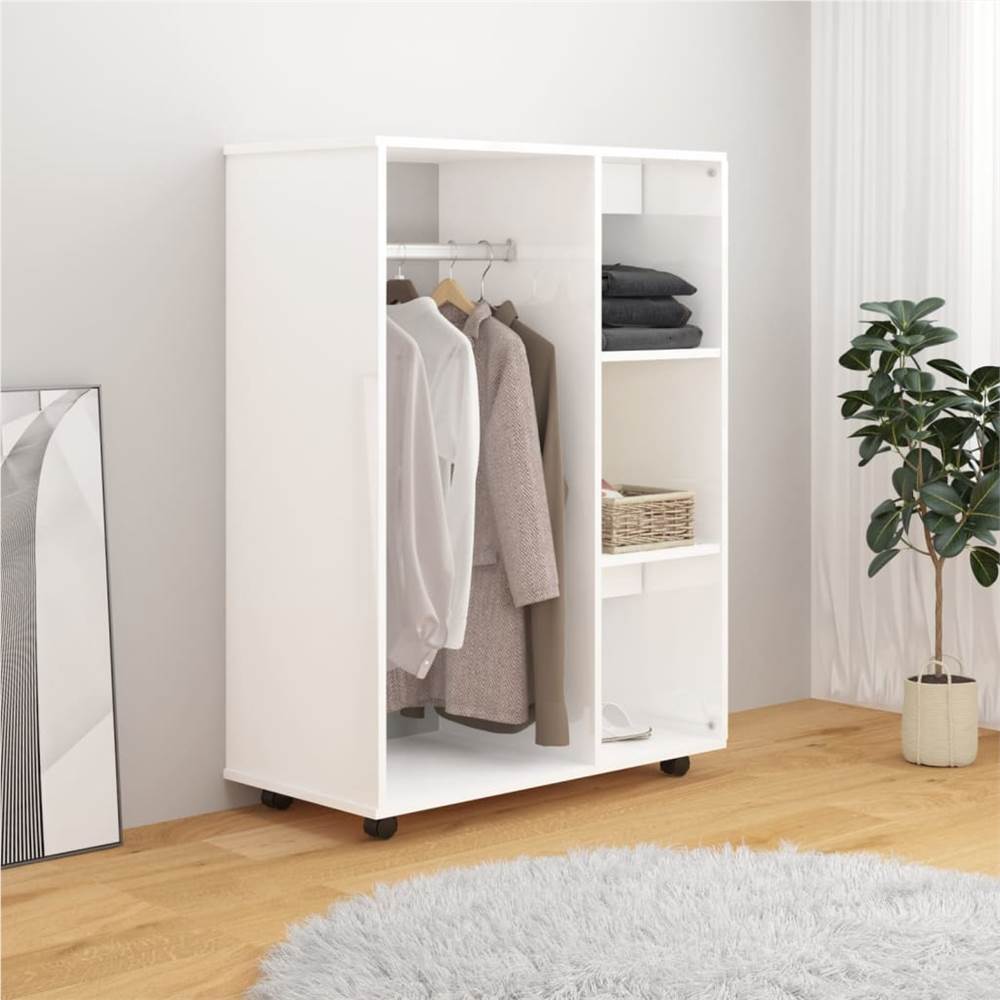 Wardrobe High Gloss White 80x40x110 cm Chipboard