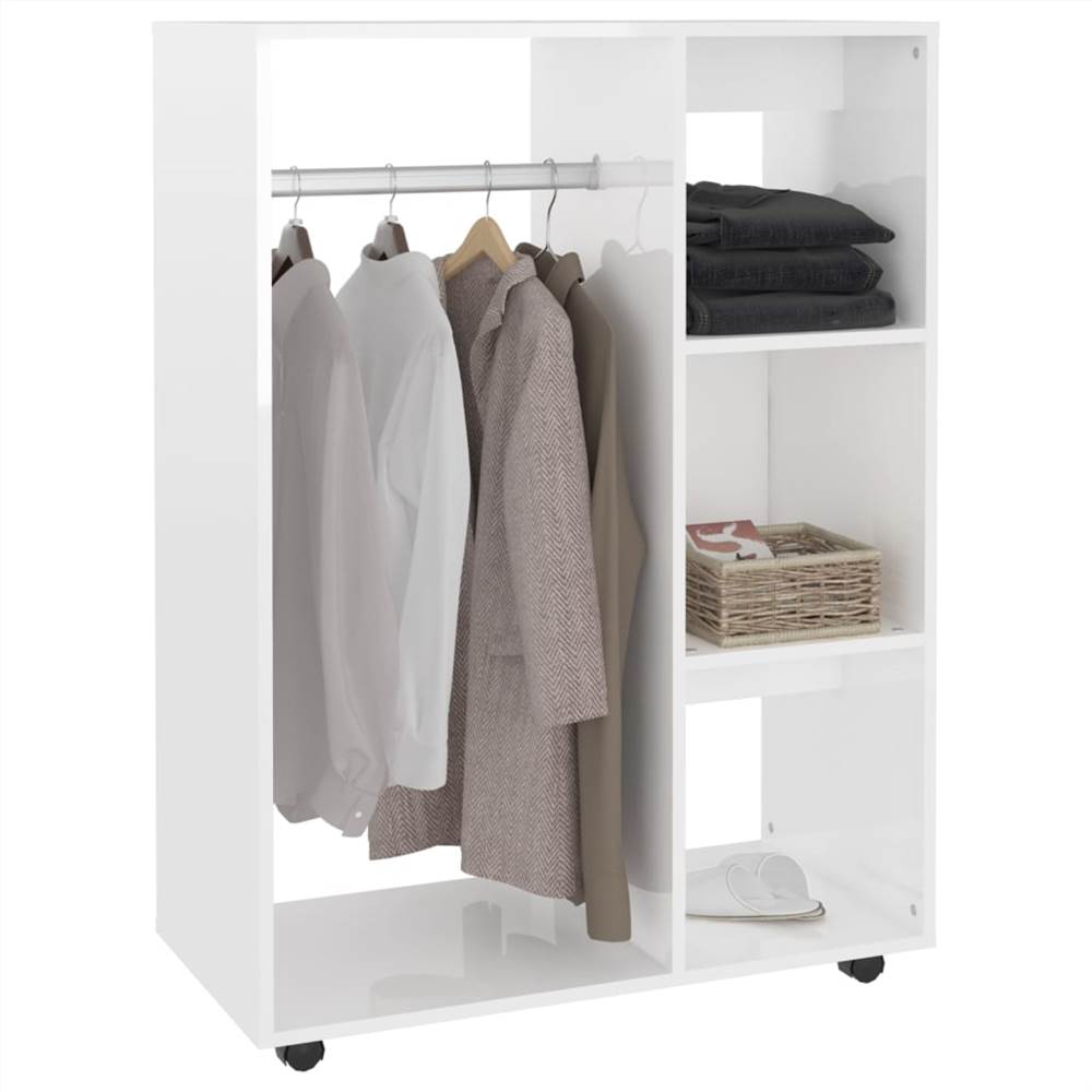 Wardrobe High Gloss White 80x40x110 cm Chipboard