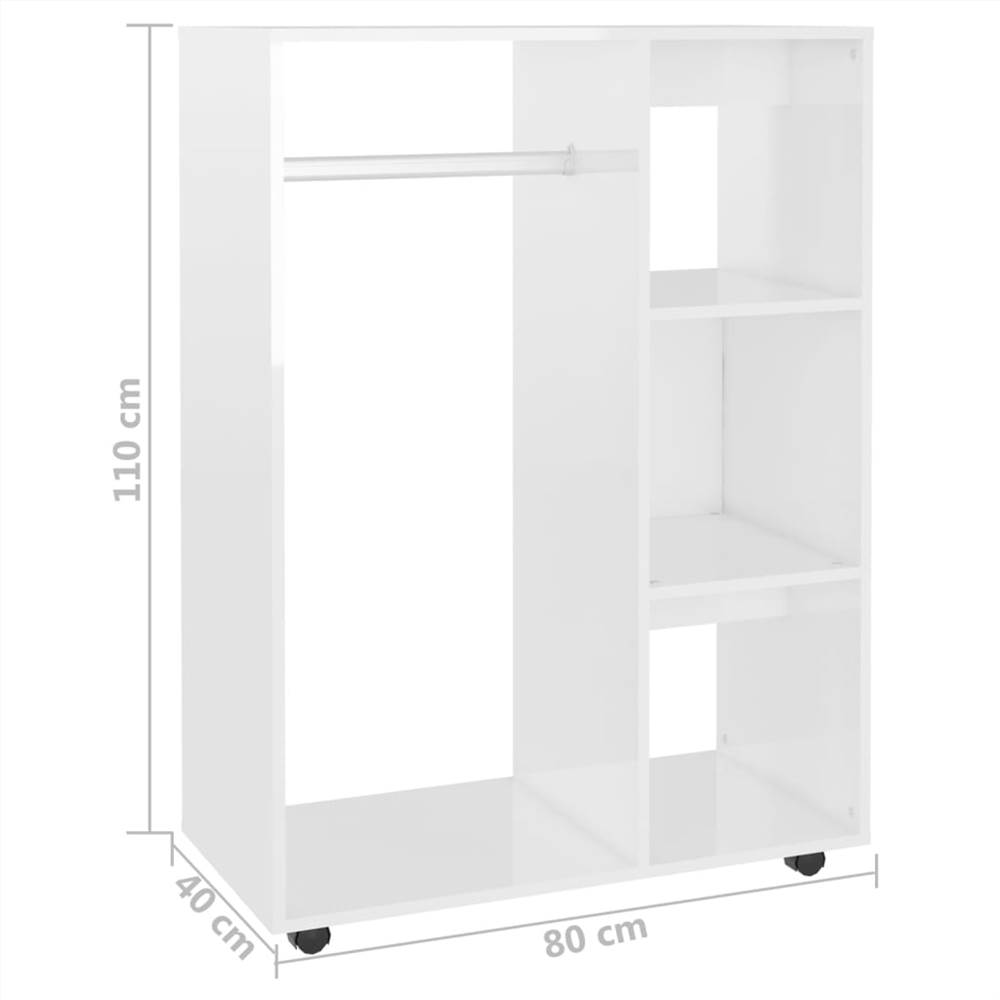 Wardrobe High Gloss White 80x40x110 cm Chipboard