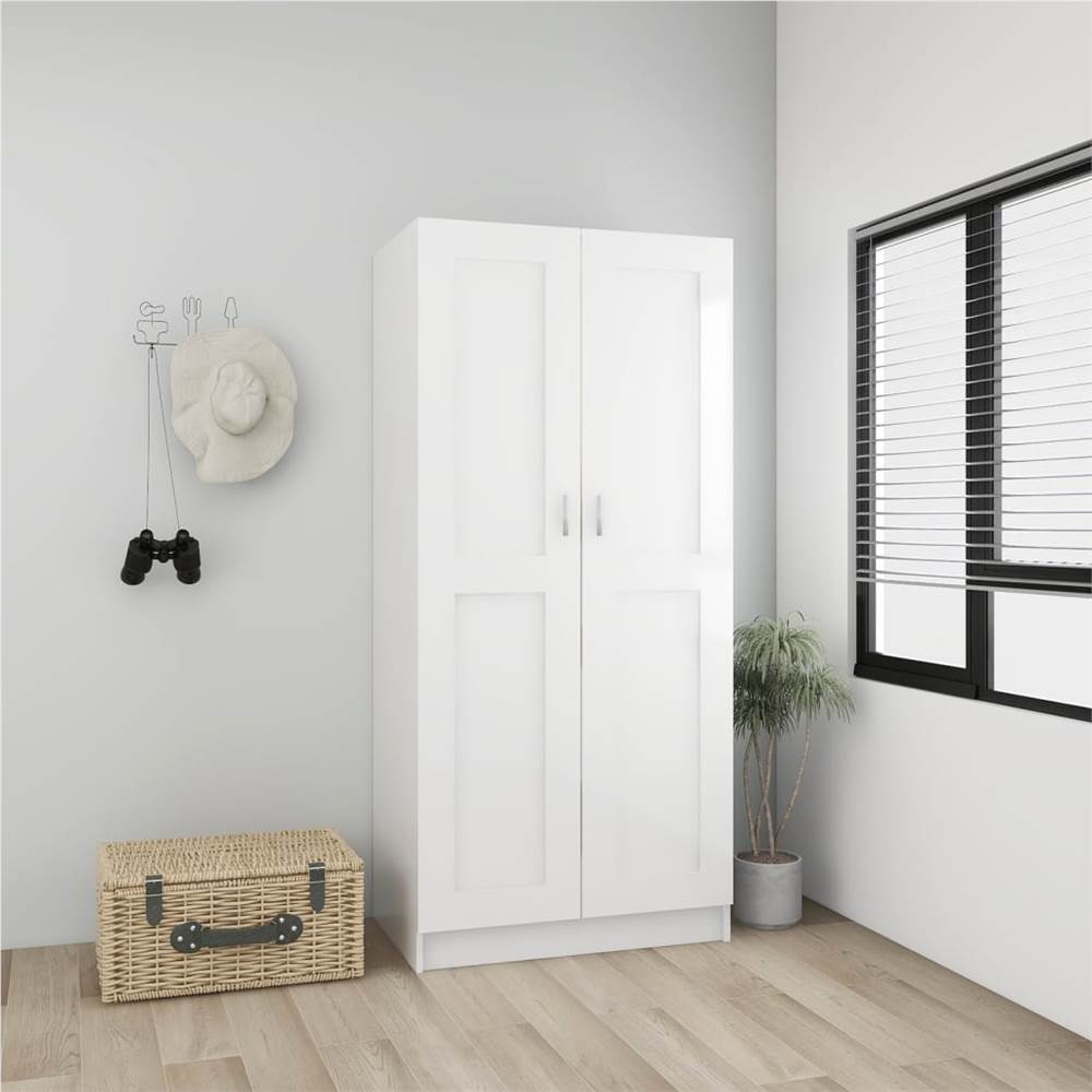 Wardrobe High Gloss White 82.5x51.5x180 cm Chipboard