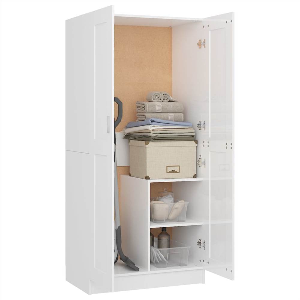 Wardrobe High Gloss White 82.5x51.5x180 cm Chipboard