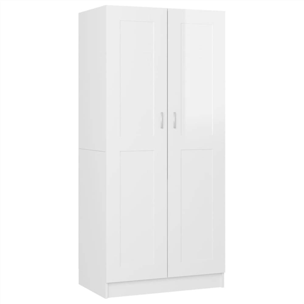 Wardrobe High Gloss White 82.5x51.5x180 cm Chipboard