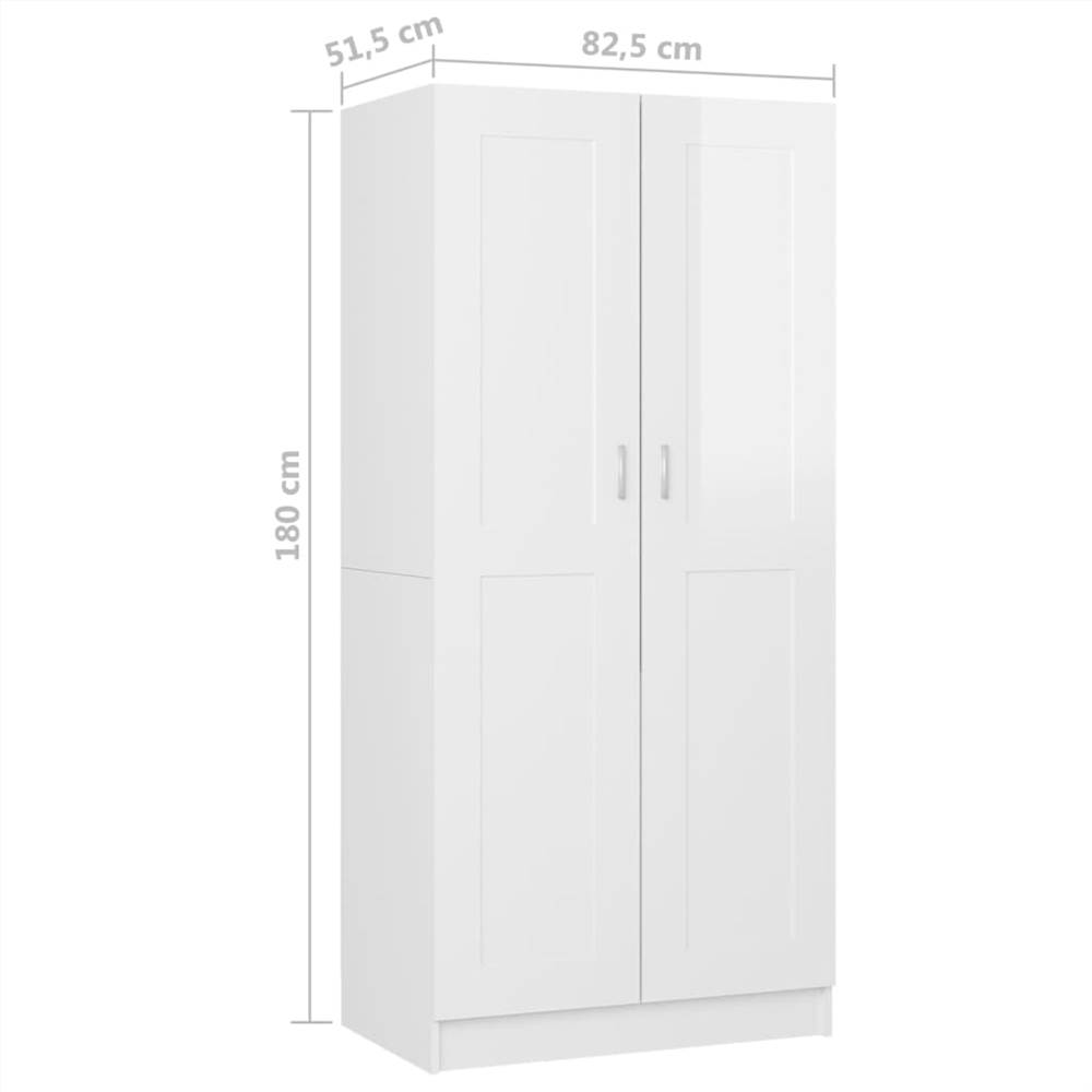 Wardrobe High Gloss White 82.5x51.5x180 cm Chipboard