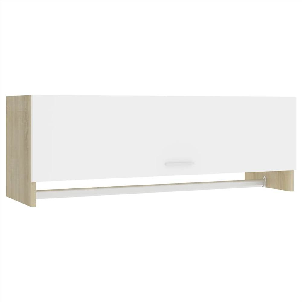 Wardrobe White and Sonoma Oak 100x32.5x35 cm Chipboard