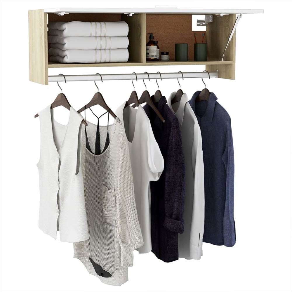Wardrobe White and Sonoma Oak 100x32.5x35 cm Chipboard