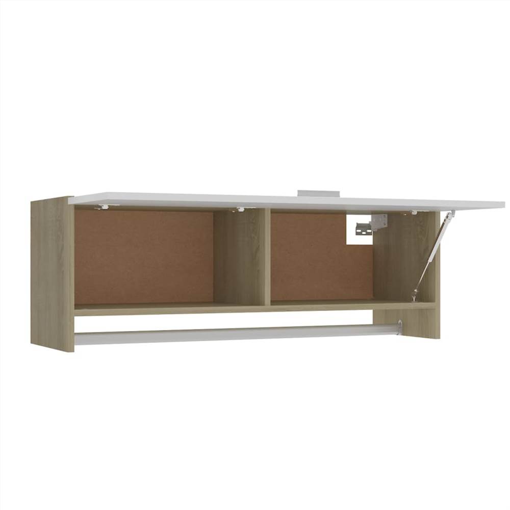 Wardrobe White and Sonoma Oak 100x32.5x35 cm Chipboard