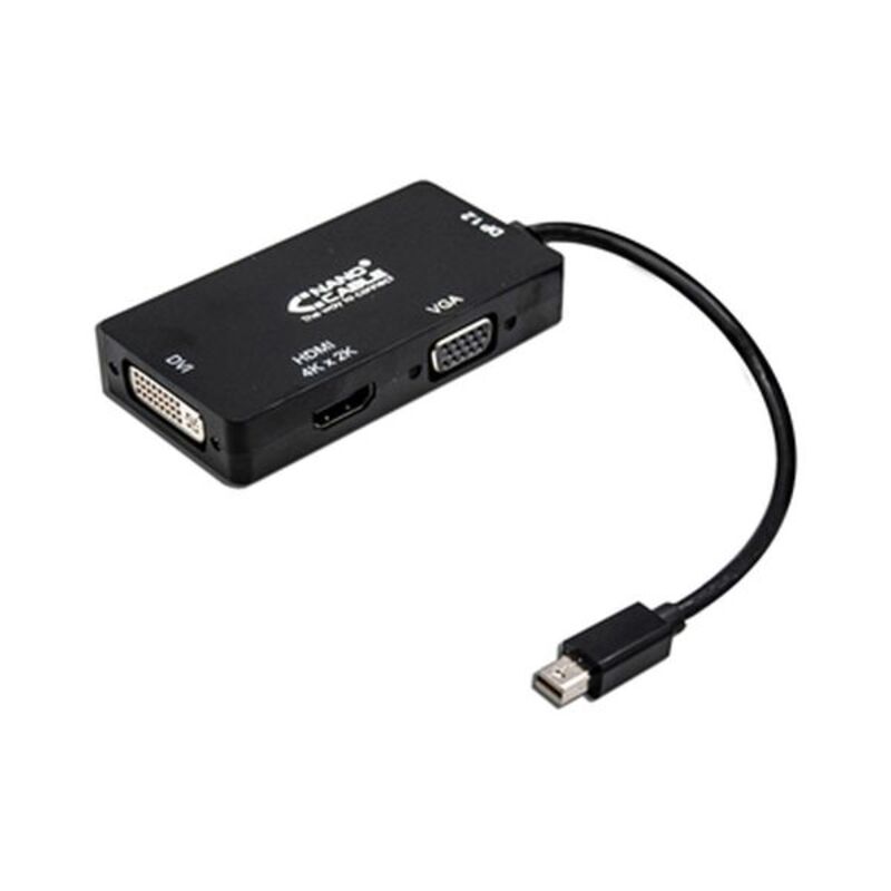 

Mini DisplayPort to VGA/DVI/HDMI adapter 3 en 1 NANOCABLE 10.16.3302-BK Black