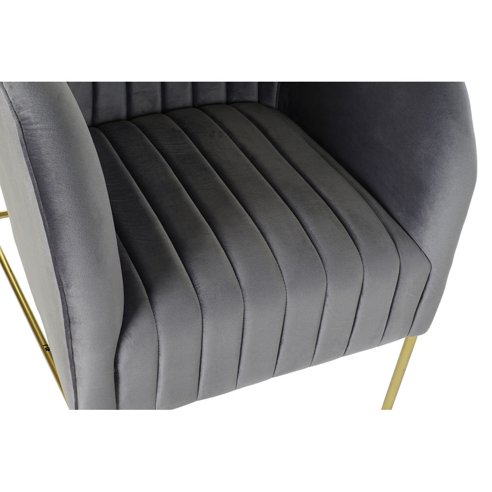Armchair DKD Home Decor Grey Polyester Metal Golden (70 x 75 x 86 cm)