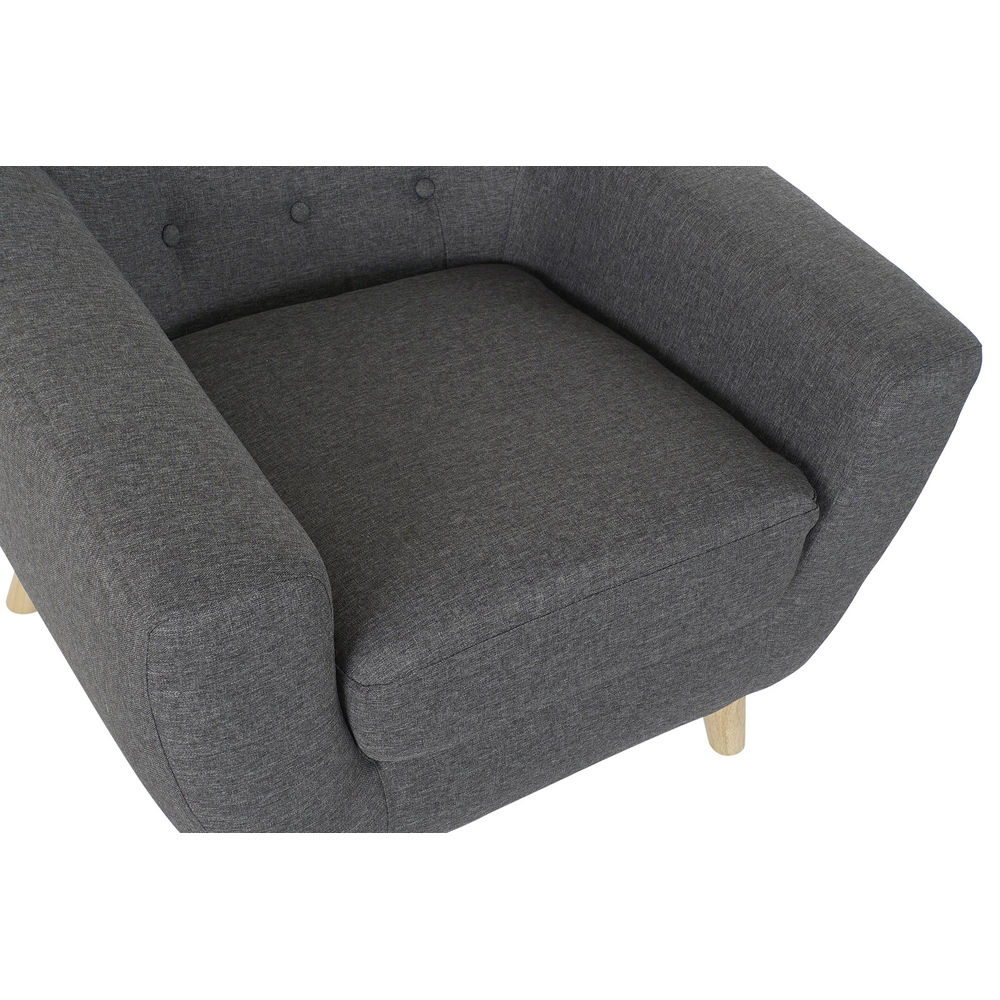 Armchair DKD Home Decor Grey Polyester Rubber wood (83 x 80 x 81 cm)