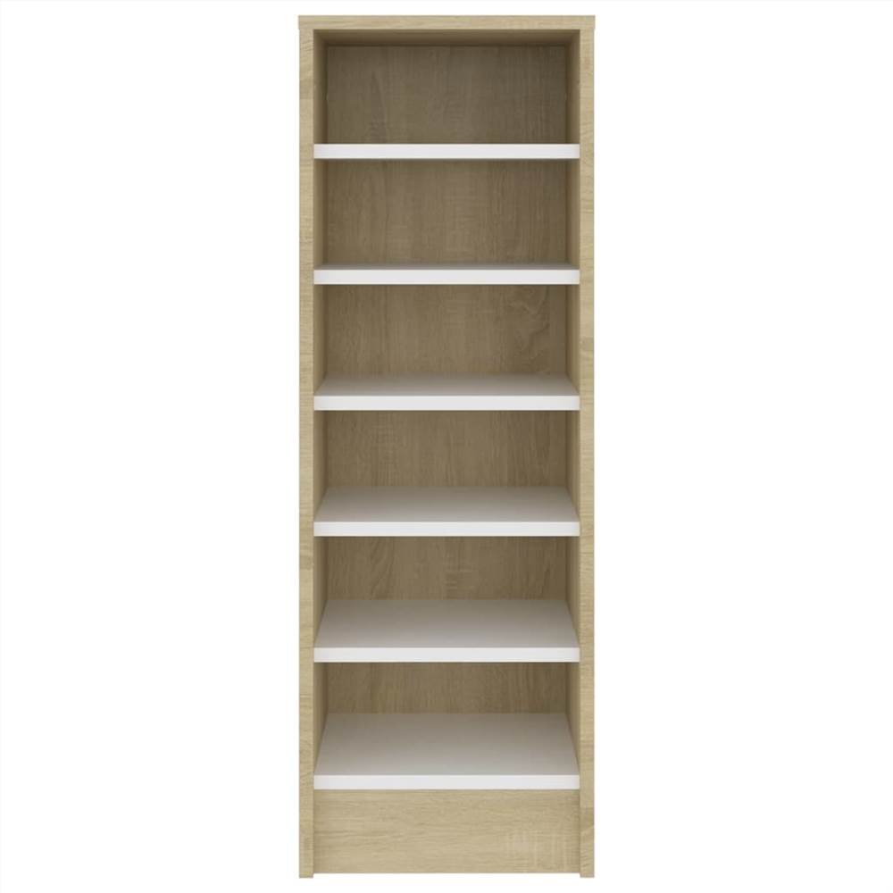 Shoe Cabinet White and Sonoma Oak 31.5x35x90 cm Chipboard