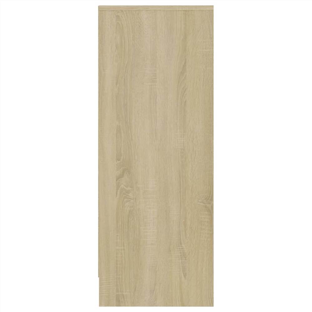 Shoe Cabinet White and Sonoma Oak 31.5x35x90 cm Chipboard