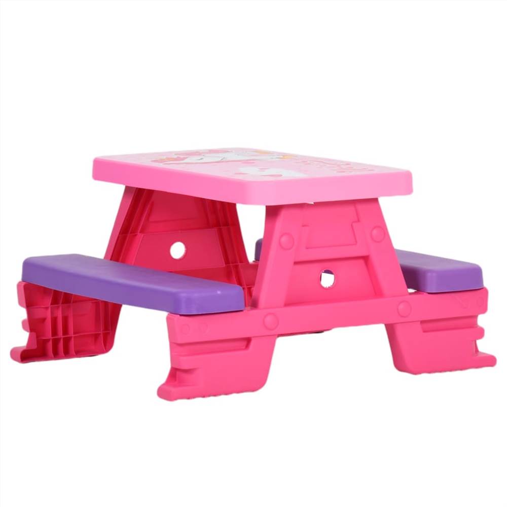 Kids Picnic Table with Benches 79x69x42 cm Pink