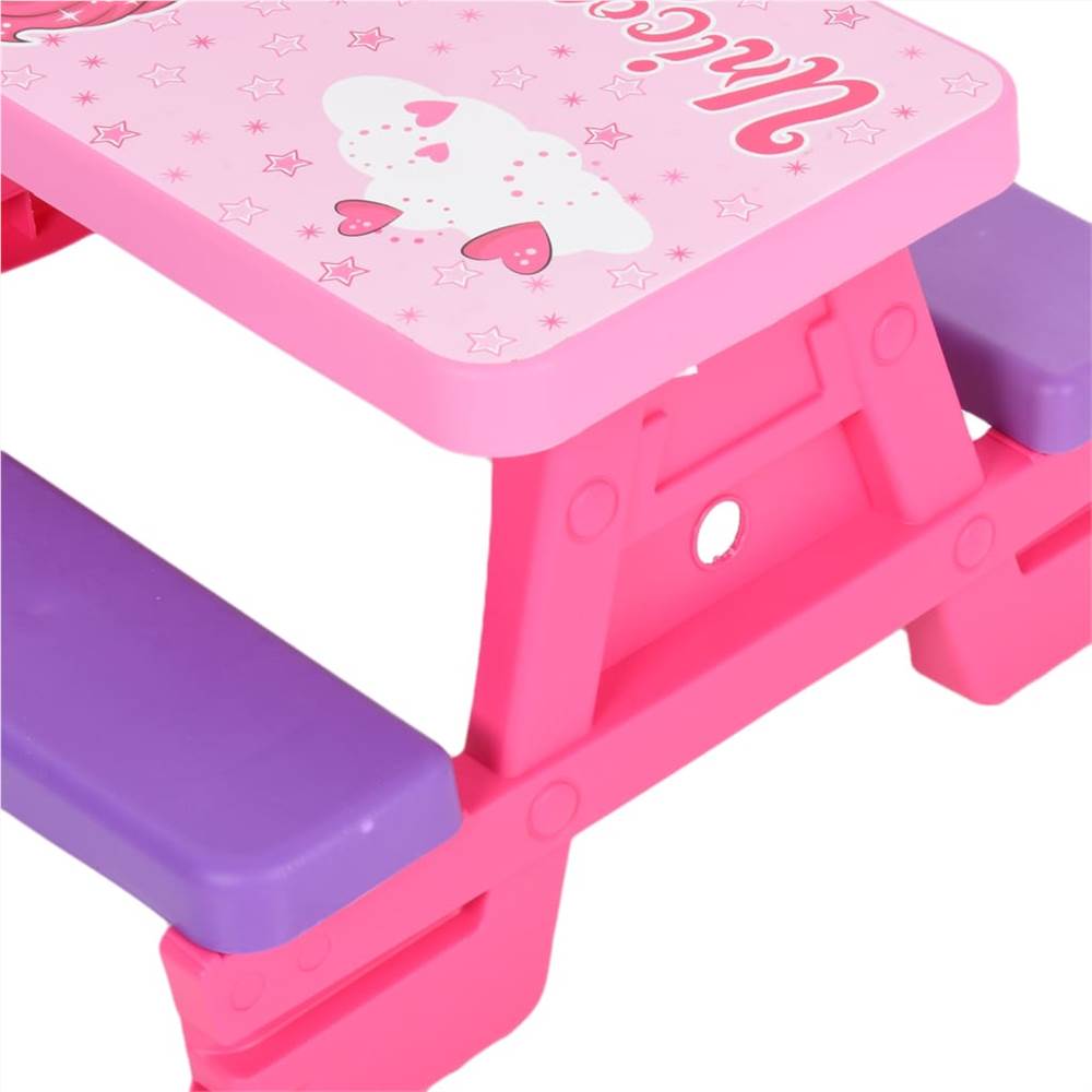 Kids Picnic Table with Benches 79x69x42 cm Pink