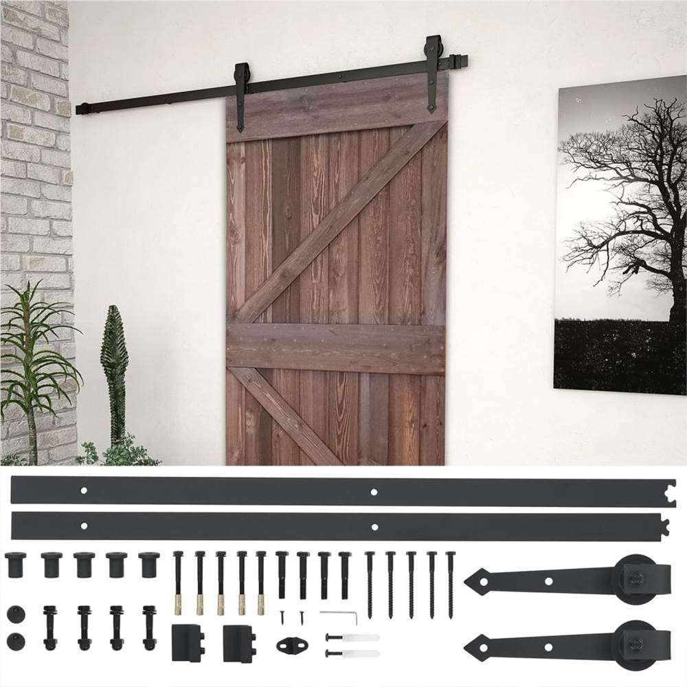 Sliding Door with Hardware Set 90x210 cm Pine Wood Dark Brown