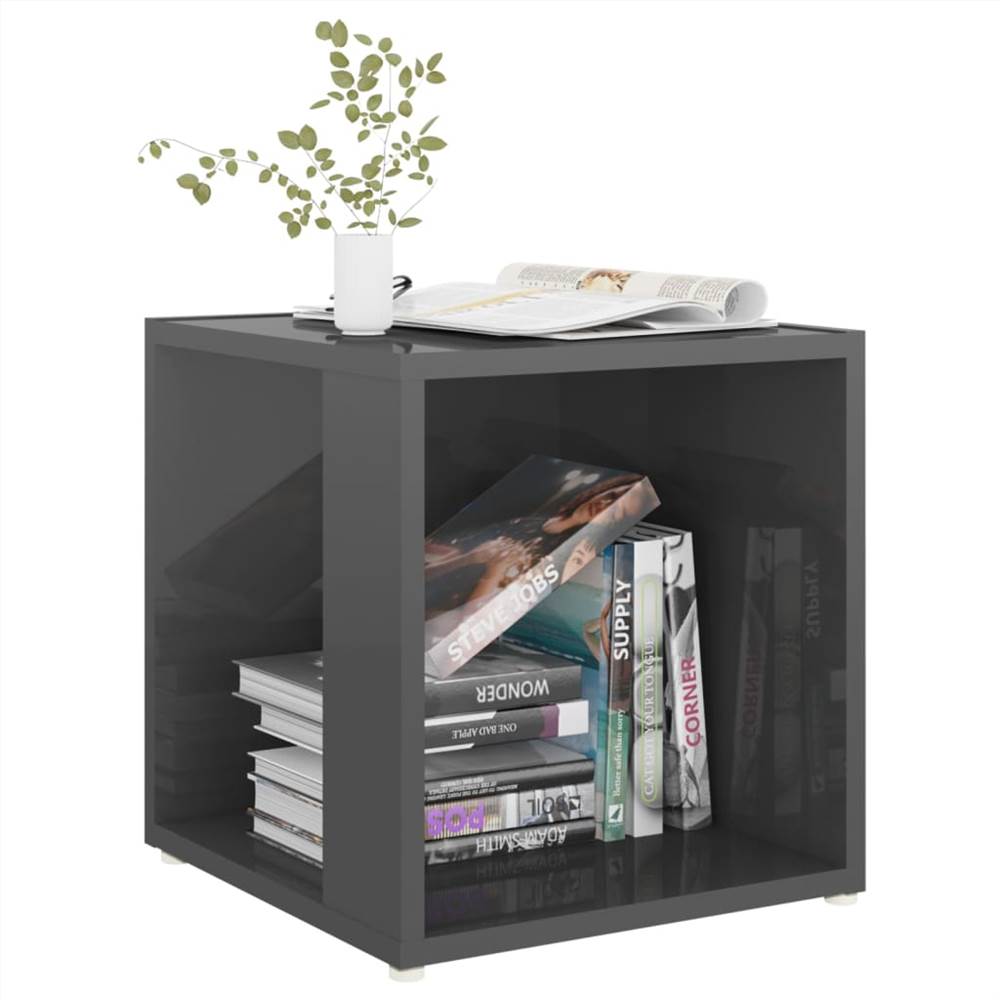 Side Table High Gloss Grey 33x33x34.5 cm Chipboard