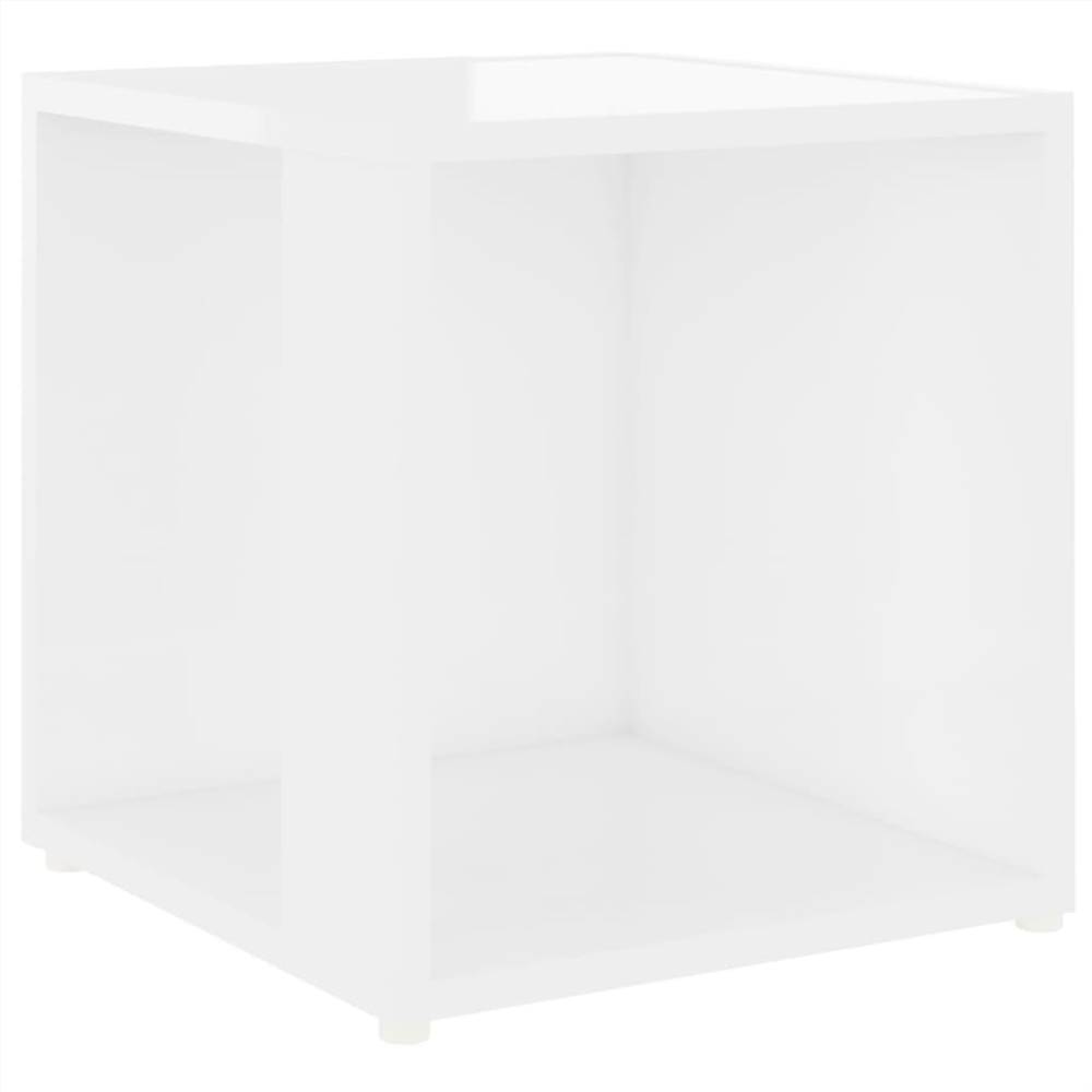 Side Table High Gloss White 33x33x34.5 cm Chipboard