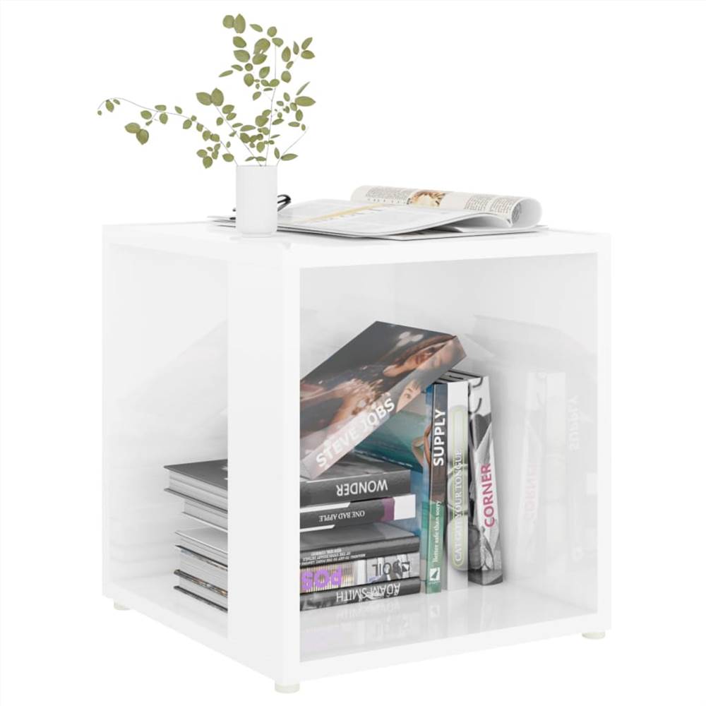 Side Table High Gloss White 33x33x34.5 cm Chipboard