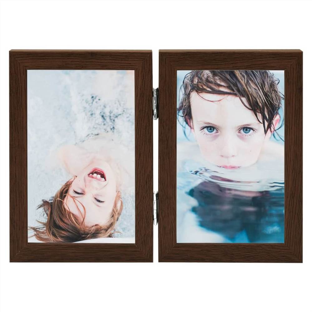 Bifold Photo Frame Collage Dark Brown 2x