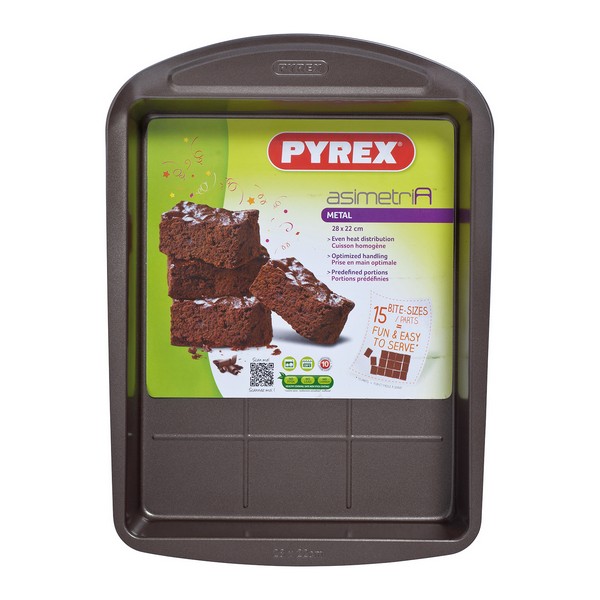 Baking tray Brownies Pyrex Asimetria Galvanised Steel (28 x 22 cm)