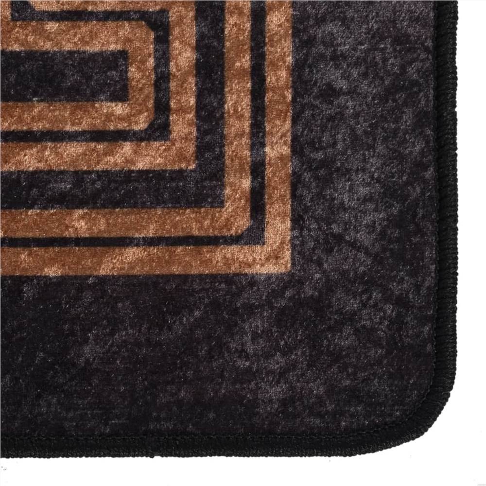 Rug Washable 80x300 cm Black and Gold Anti Slip