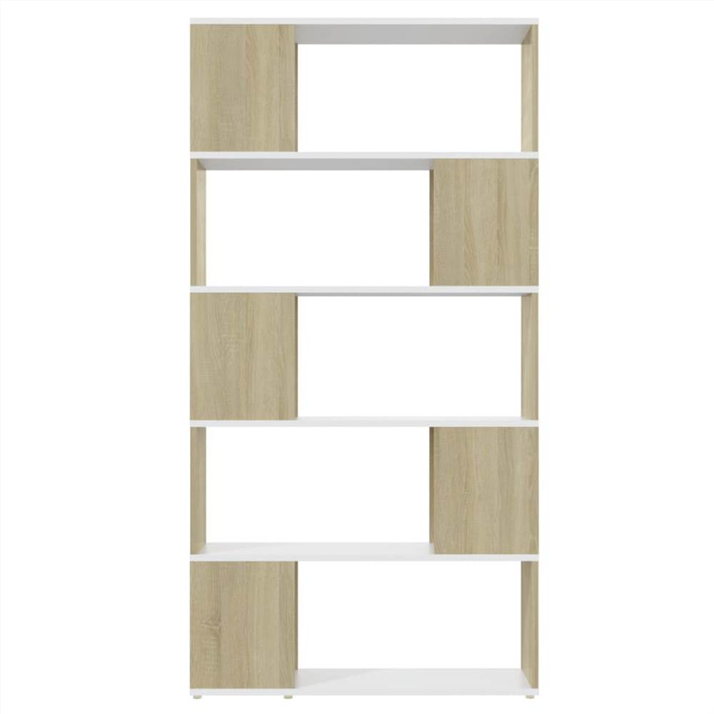 Book Cabinet Room Divider White and Sonoma Oak 80x24x155 cm Chipboard