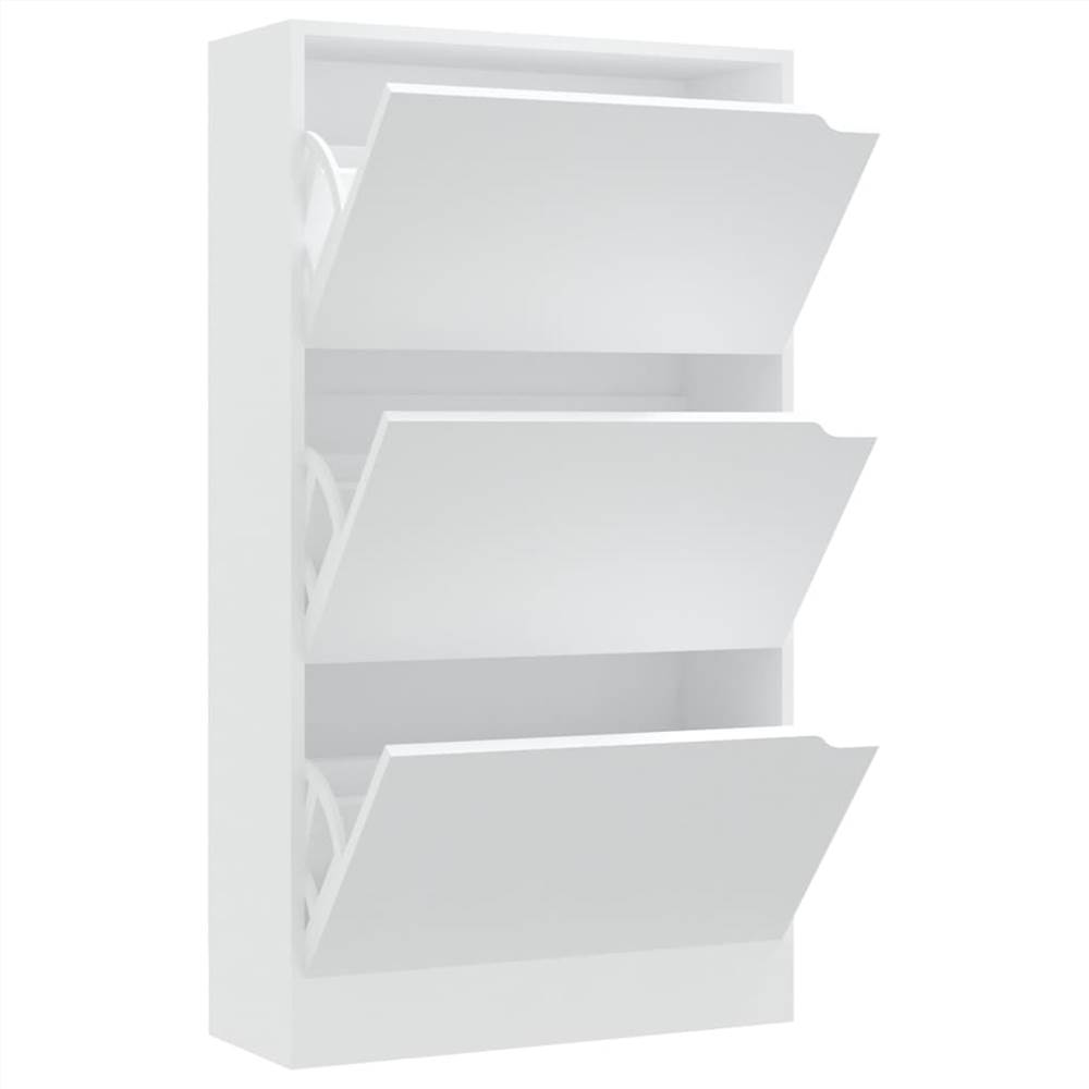 Shoe Cabinet with 3 Doors White 59x24x105 cm Chipboard
