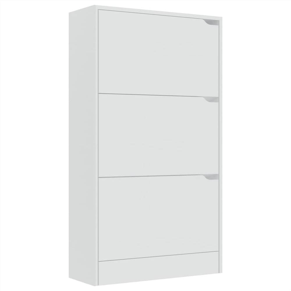 Shoe Cabinet with 3 Doors White 59x24x105 cm Chipboard