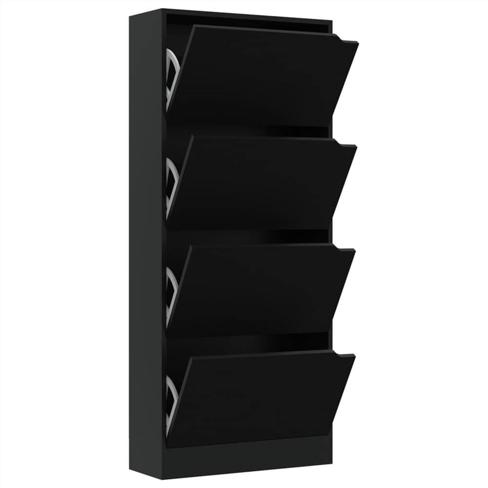 Shoe Cabinet with 4 Doors Cabinet Black 59x24x136 cm Chipboard