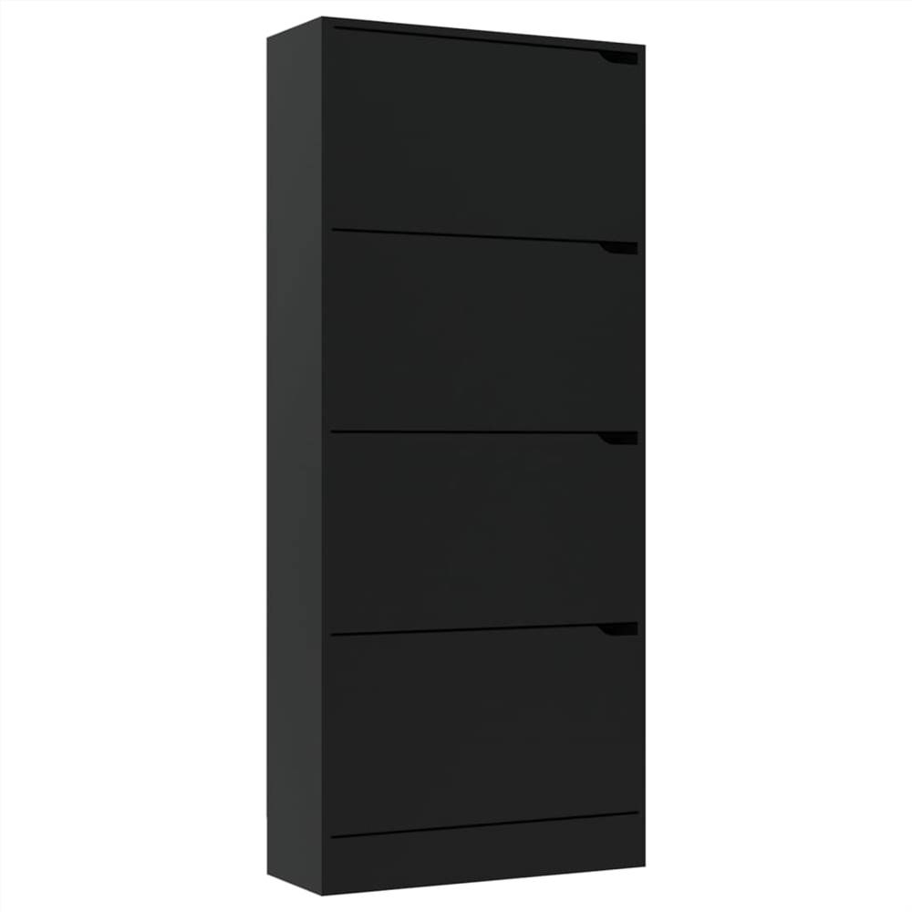 Shoe Cabinet with 4 Doors Cabinet Black 59x24x136 cm Chipboard